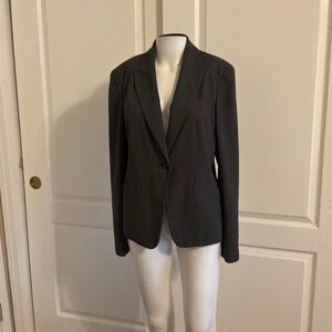 WORTHINGTON Stretch Gray Solid One Button Blazer Jacket Women Size 10